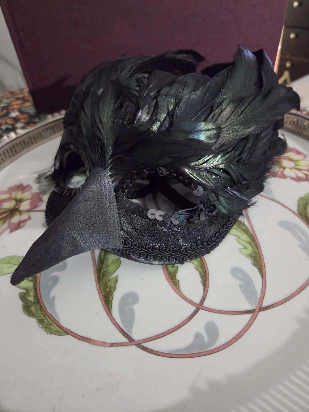 Black Feather Raven Masquerade Mask Set/2 NEW